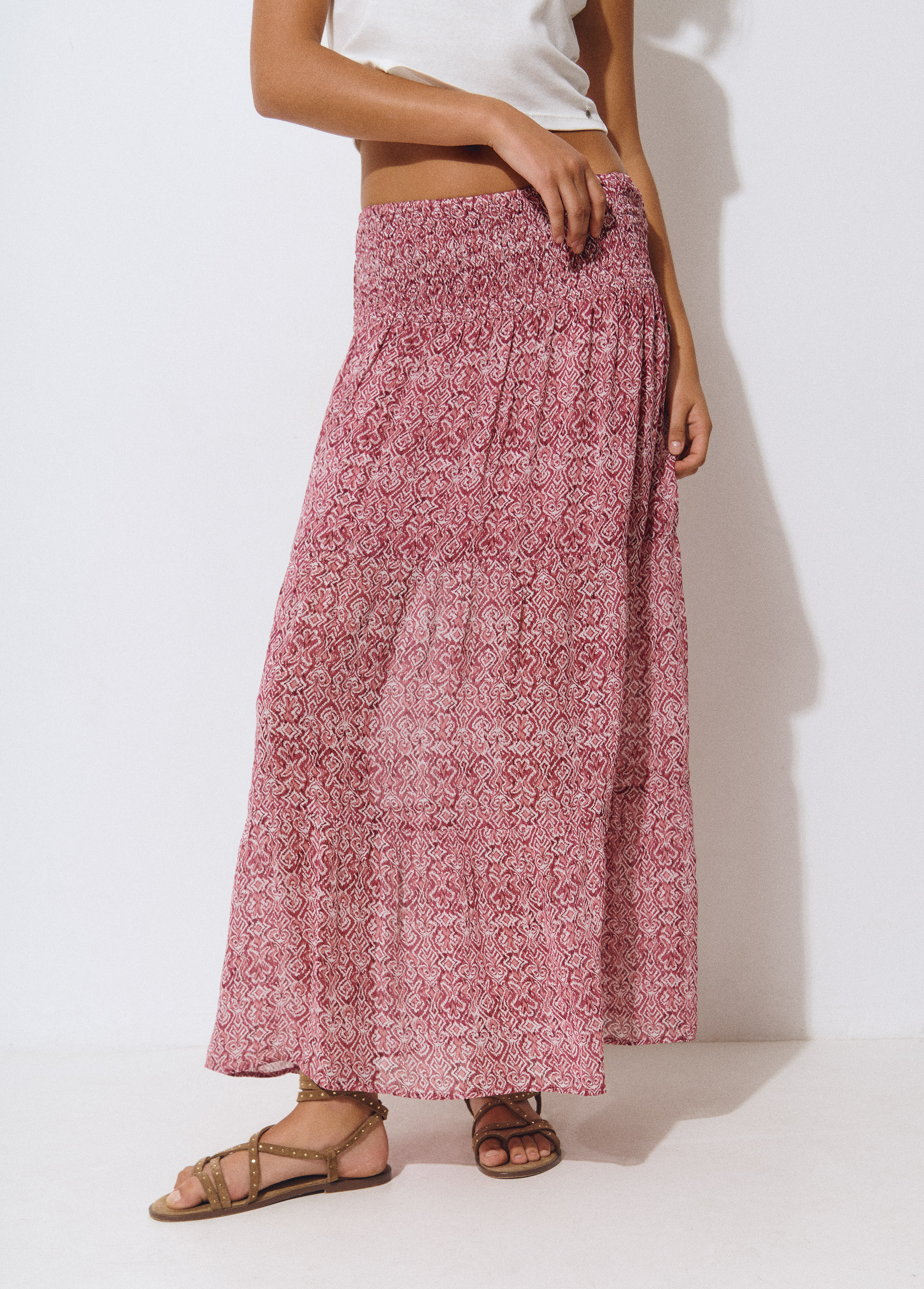 Rok lang smock taille print BROWNIE